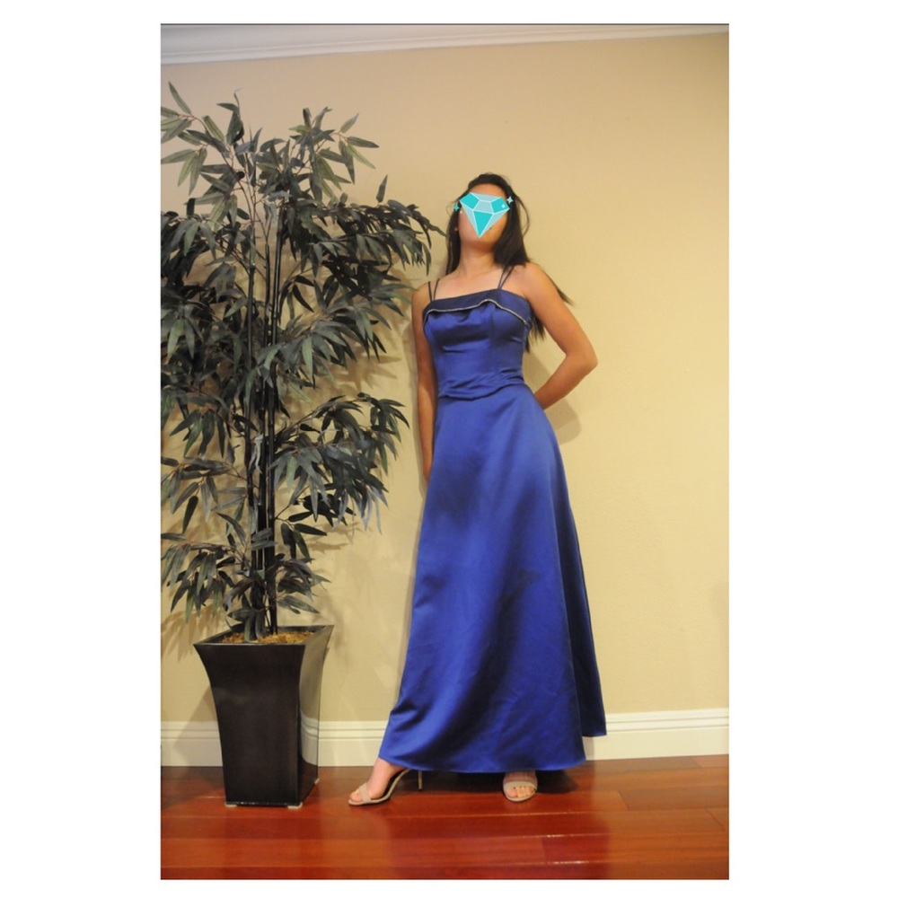royal blue 2 piece satin gown/prom dress